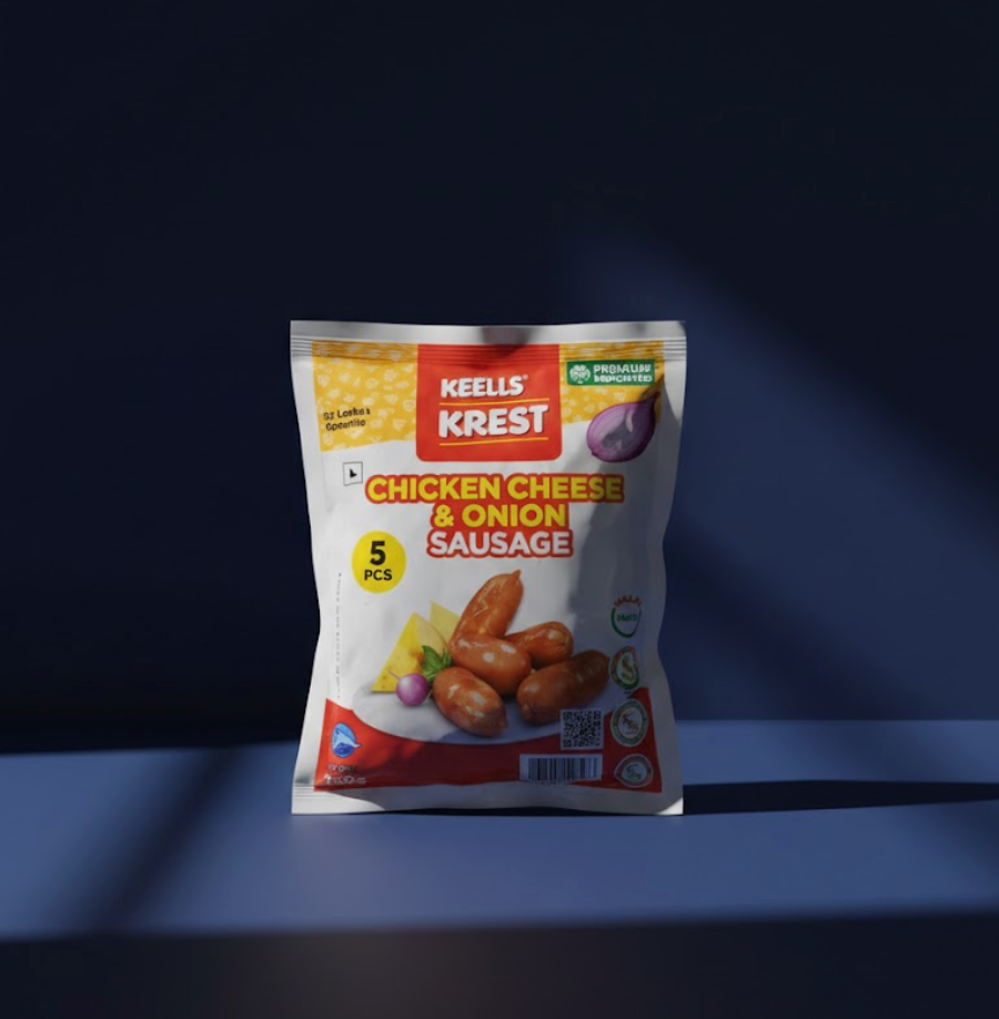 Keells Krest Chicken Cheese & Onion Sausage, pack of 2, Fresh'N Frozen Delhi NCR