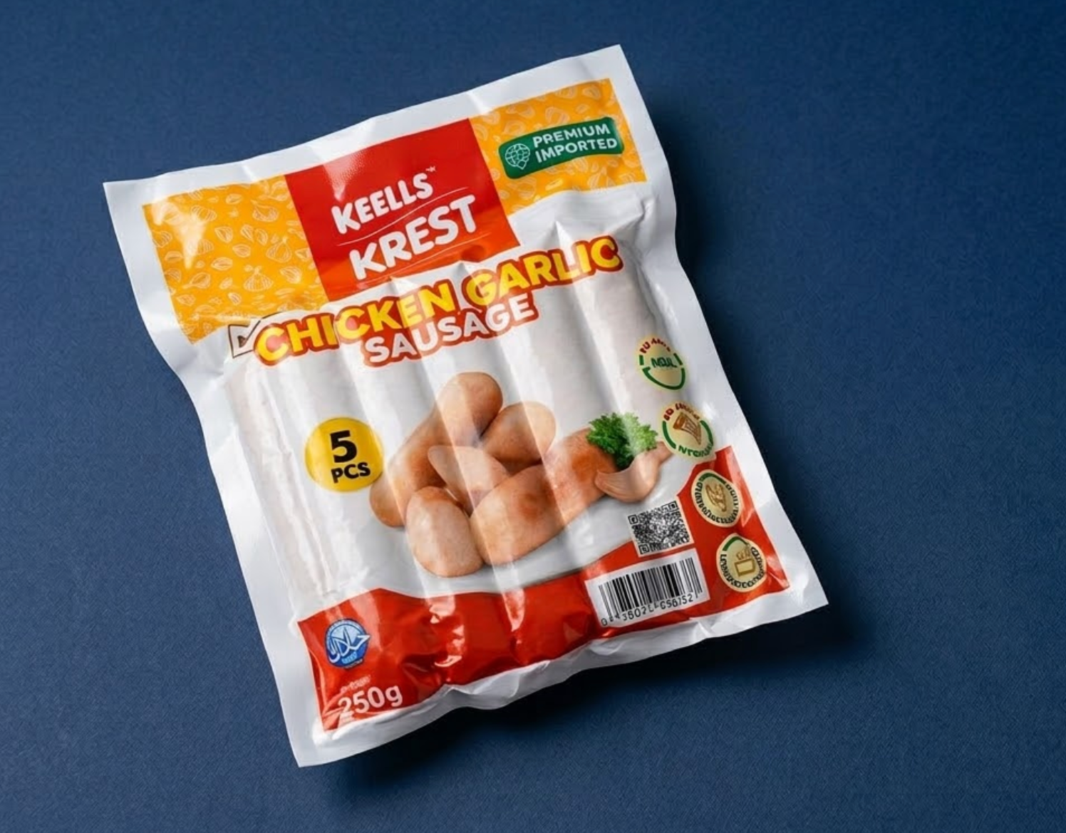 Keells Krest Chicken Garlic Sausage - (250g | 5 pcs)