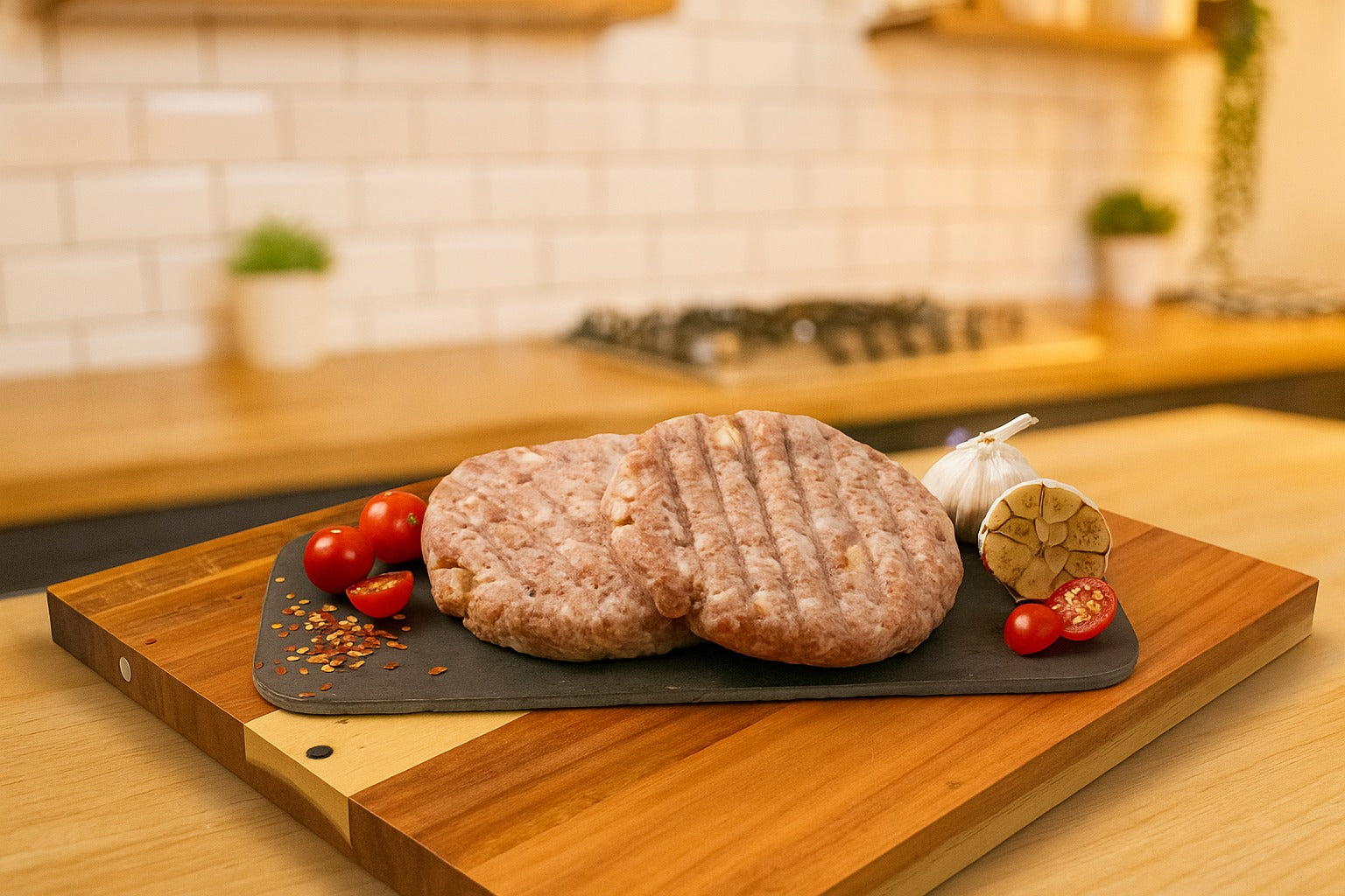 Bacon & Cheese Pork Patty – Smoky, Juicy Blend, 125g x 2pcs
